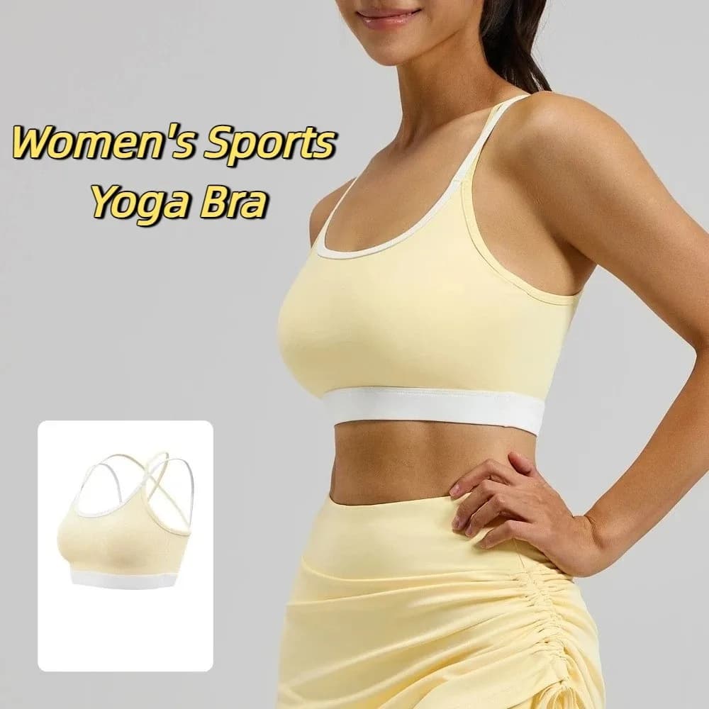 Jogging Cross Belt Women's Sports Yoga Bra Anti-shake Brassiere Yoga Underwear Lingerie Built-in Fixed Pad Seamless Vest Running