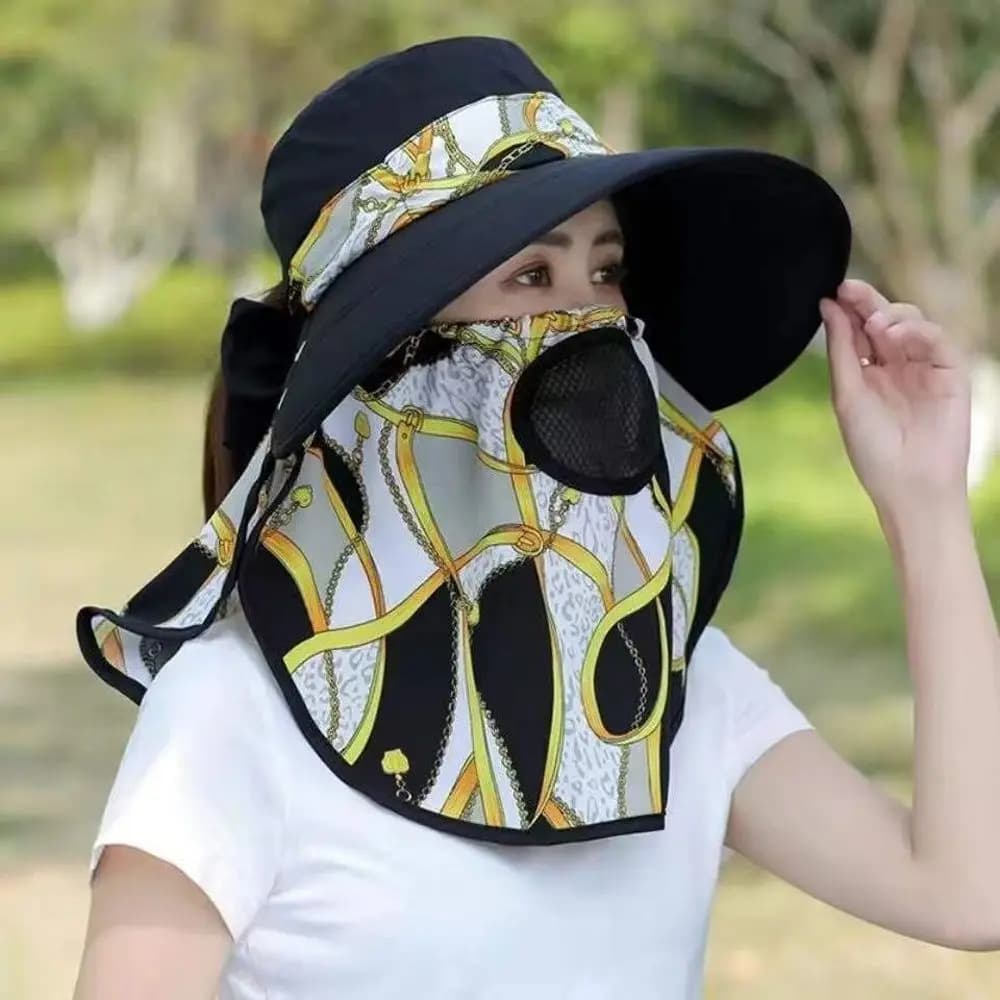 Fishing caps Clothing accessories Agricultural working women's sunglasses Fishing cap with floral print Summer UV protection with flap on neck