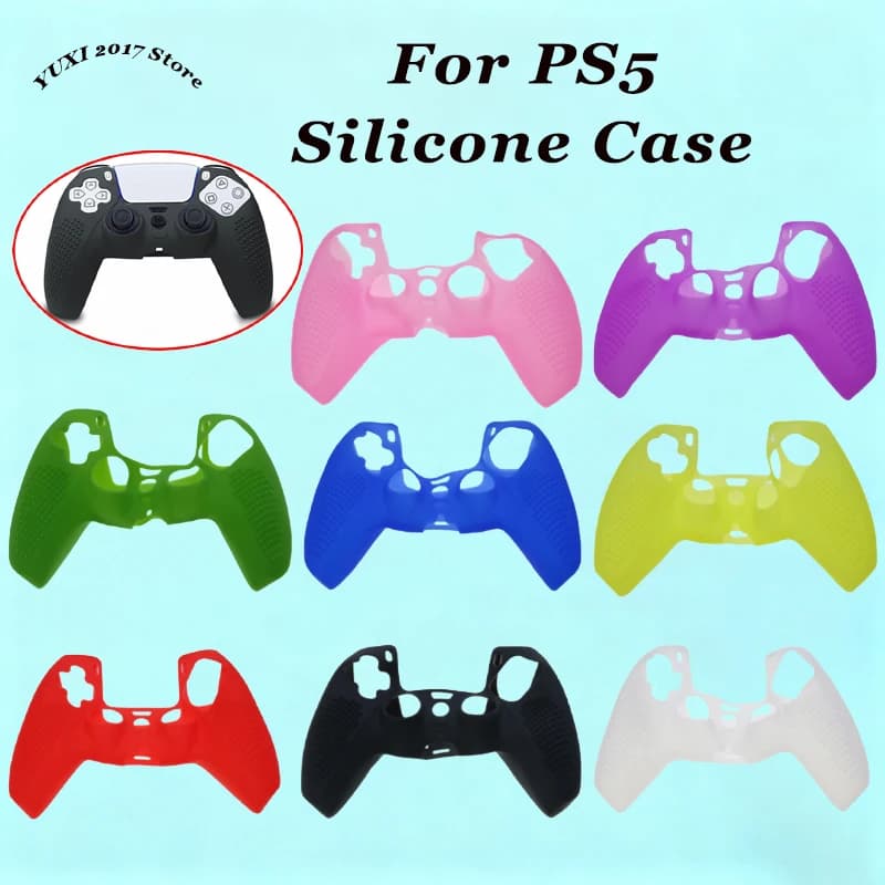 Set di accessori con custodia protettiva in silicone e custodia in gomma antiscivolo da 1/2 pezzi per controller PS5