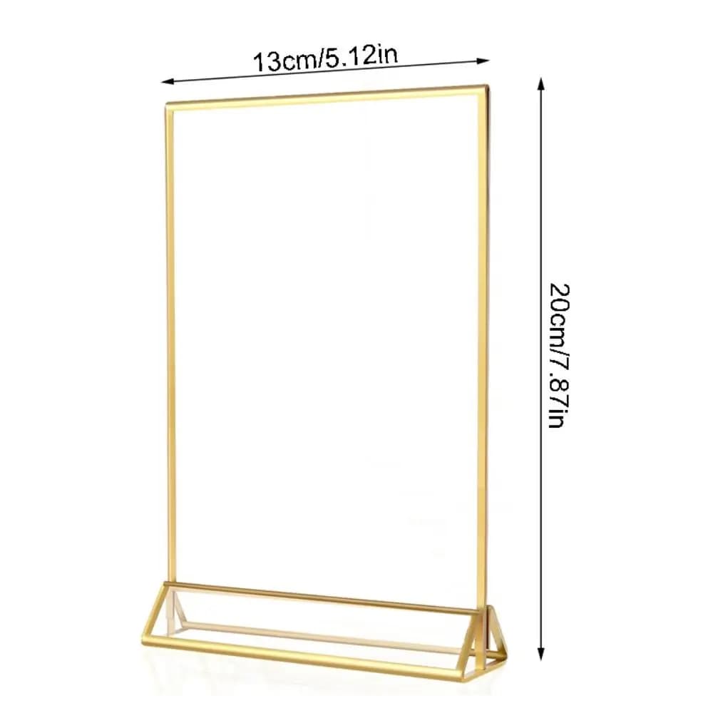 Porta-Etichette in Acrilico Trasparente Dorato con Base, Elegante e Resistente Supporto per Numeri di Tavolo per Matrimoni e Cene