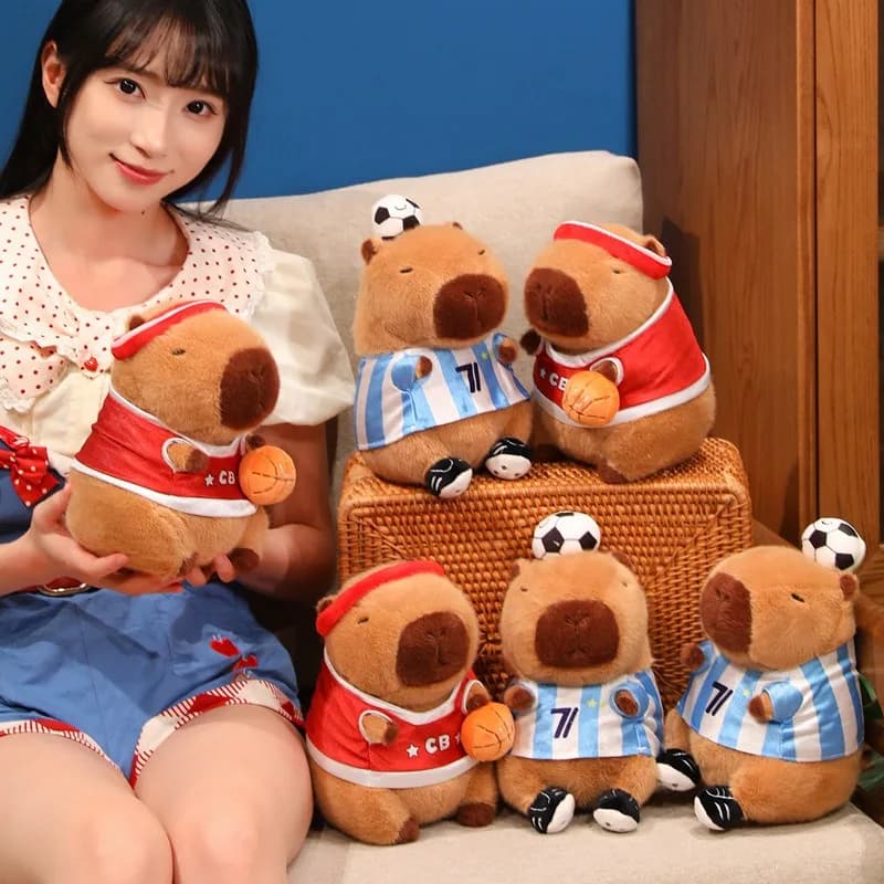 1/2/4 Piece Plush Capibara Football 22CM, Mascots for Football and Basket, Birthday Gift for Sports Lovers, Home Decoration