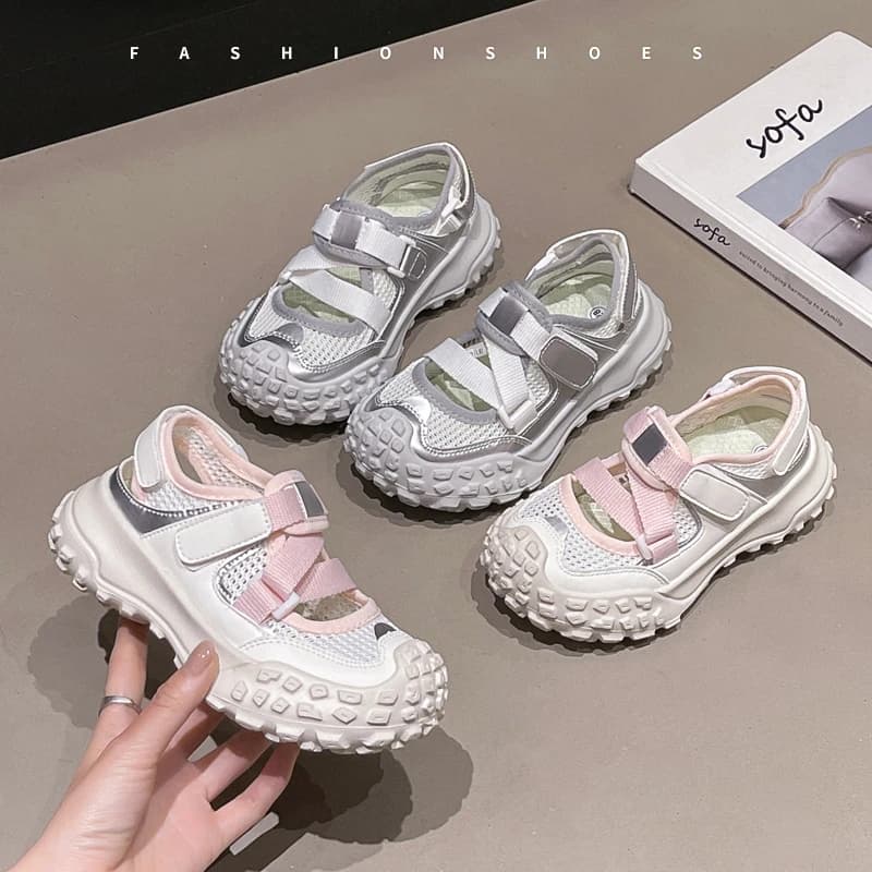 Sandali Sportivi Traspiranti a Punta Chiusa per Bambini, con Suola Robusta Effetto Pneumatico, Cinturino Regolabile in Velcro, Antinfortunistici, Scarpe Estive Casual per Bambini e Bambine