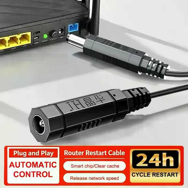 /&/Router Auto Restart DC Power Cable Smart Chip Tough ABS Shell For 24h Cycle Reboot Improving Internet Speed