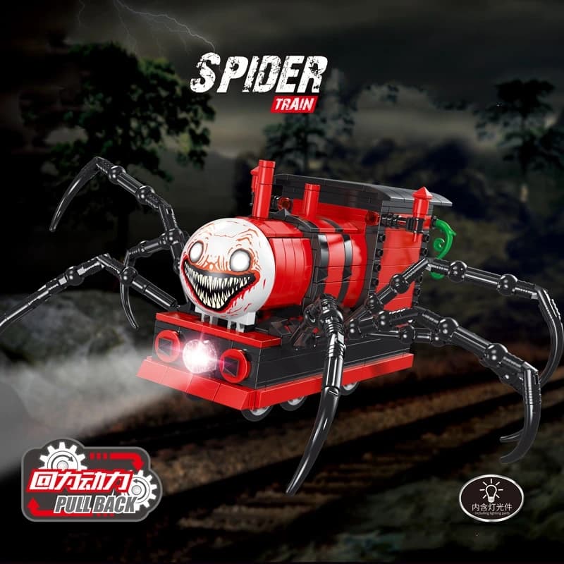 Spider Train Cartoon Monster Gioco Building Blocks Moc Choo-Choo Charles Horrors Treni a vapore Giocattoli dei mattoni per i bambini
