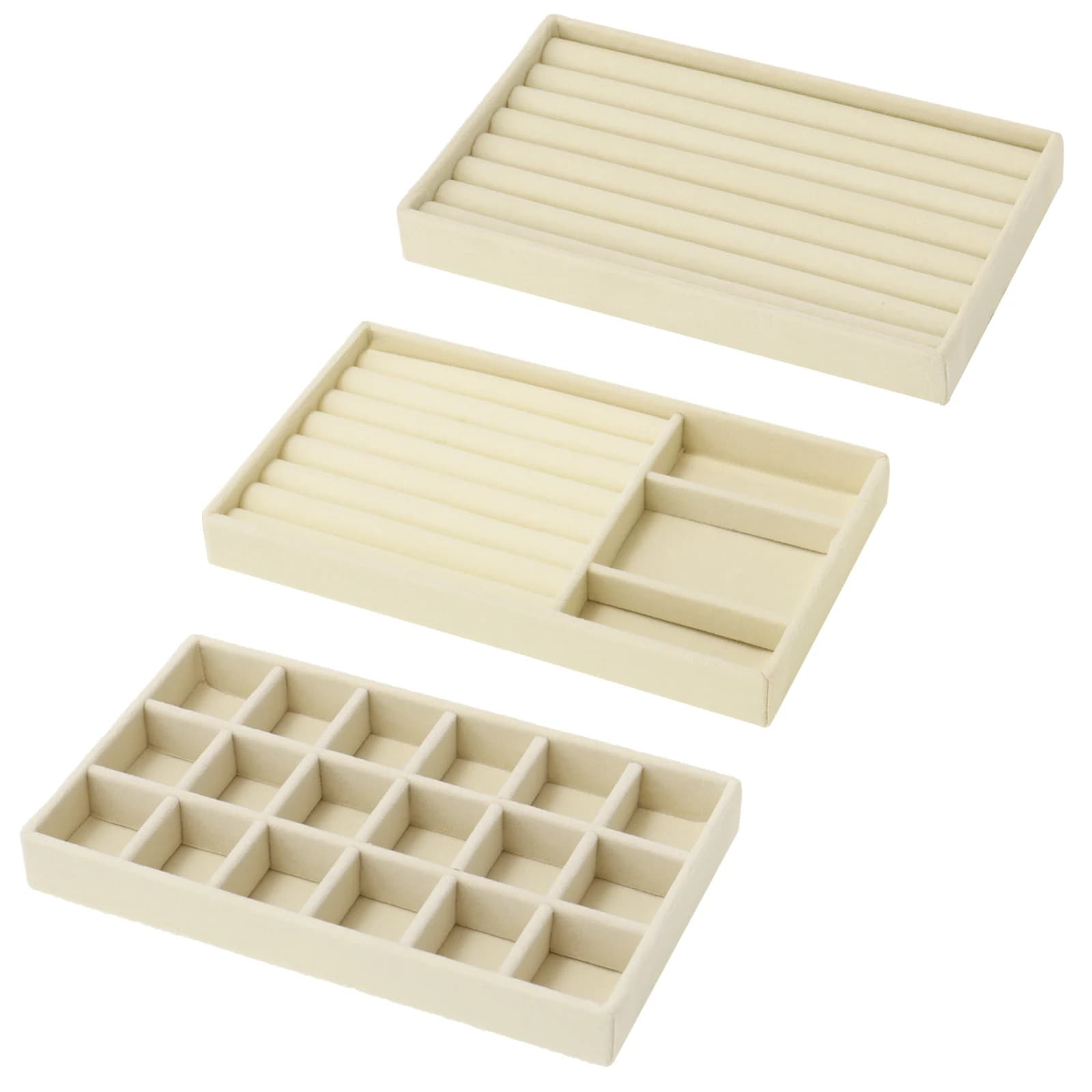 Velvet Jewelry Display Tray Case Hot Sales Stackable Exquisite Jewellery Holder Portable Ring Earrings Necklace Organizer Box