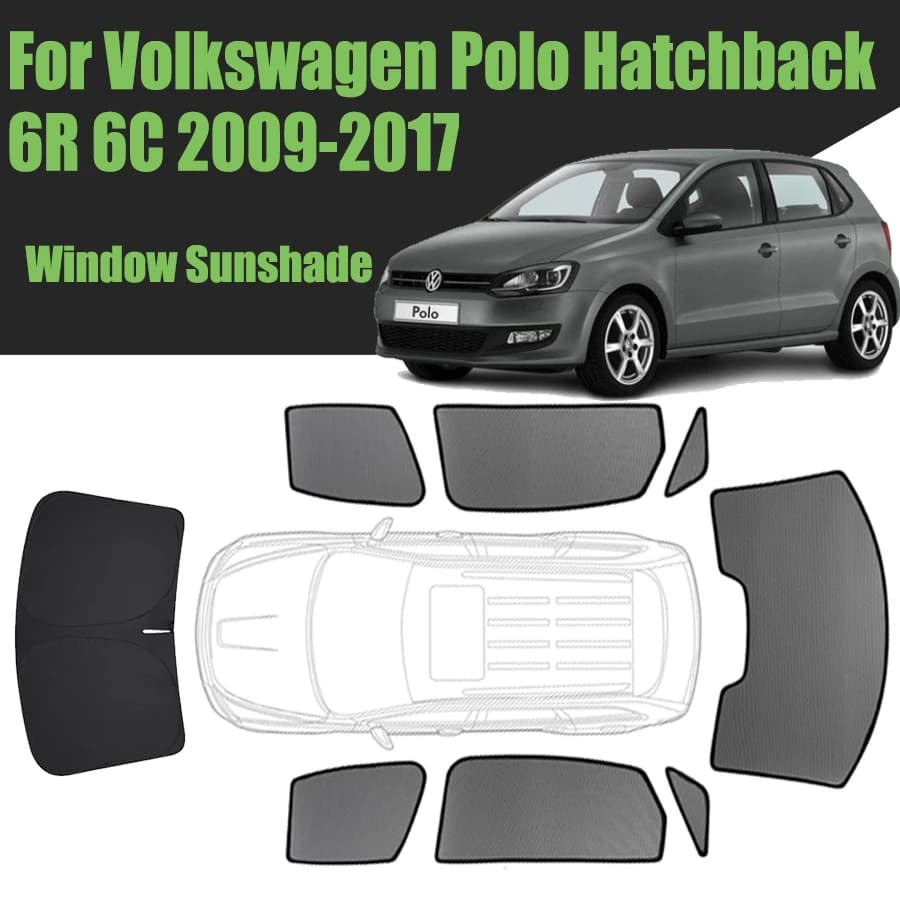 Finestra di automobile personalizzata Parasole Per Volkswagen Polo Hatchback 6R 6C 2009-2017 VW Tenda magnetica Maglia Parabrezza anteriore Telaio Tenda