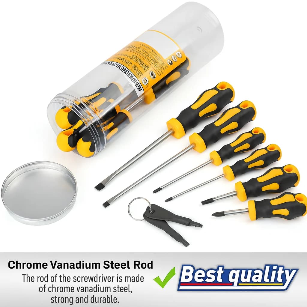 Set di cacciaviti magnetici da 10 pezzi, punte Phillips e a taglio, strumenti professionali fai da te, impugnatura per cuscino, design ergonomico durevole