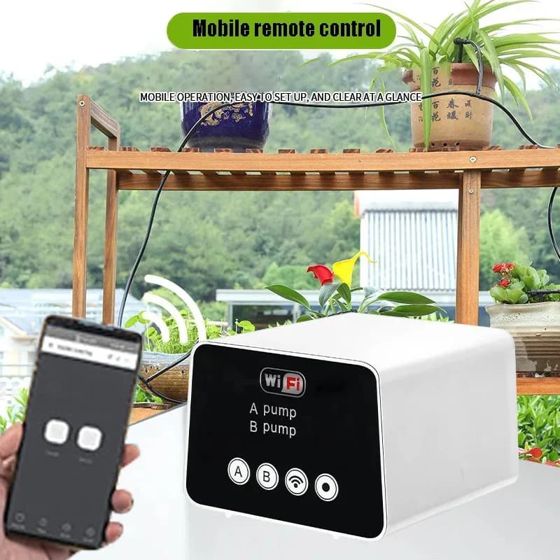 Dispositivo Intelligente WiFi per Irrigazione Giardino, Irrigazione Automatica Temporizzata, Gocciolamento Regolabile, Controllo Remoto tramite App