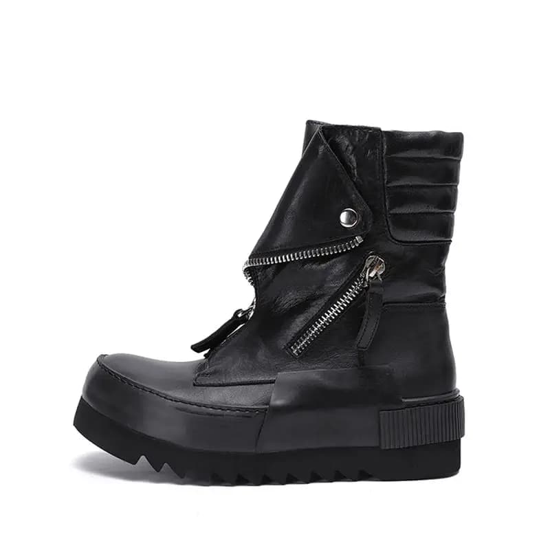 Designer Customized Goodyear Nappa Genuine Leather Handmade Sewing Gentle Cool Artist Hairstylist Sneakers Boots
