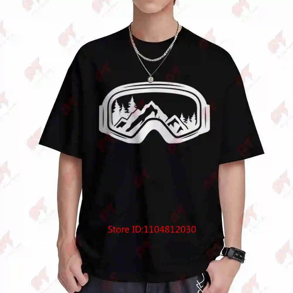 Ski Snowboard Goggles Skiing Snow Mountain Winter Short Sleeve Tee 100% Cotton T-Shirt