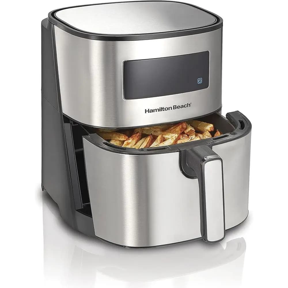 5.8 litre digital air frying oven with 8 presets, non-stick basket, black