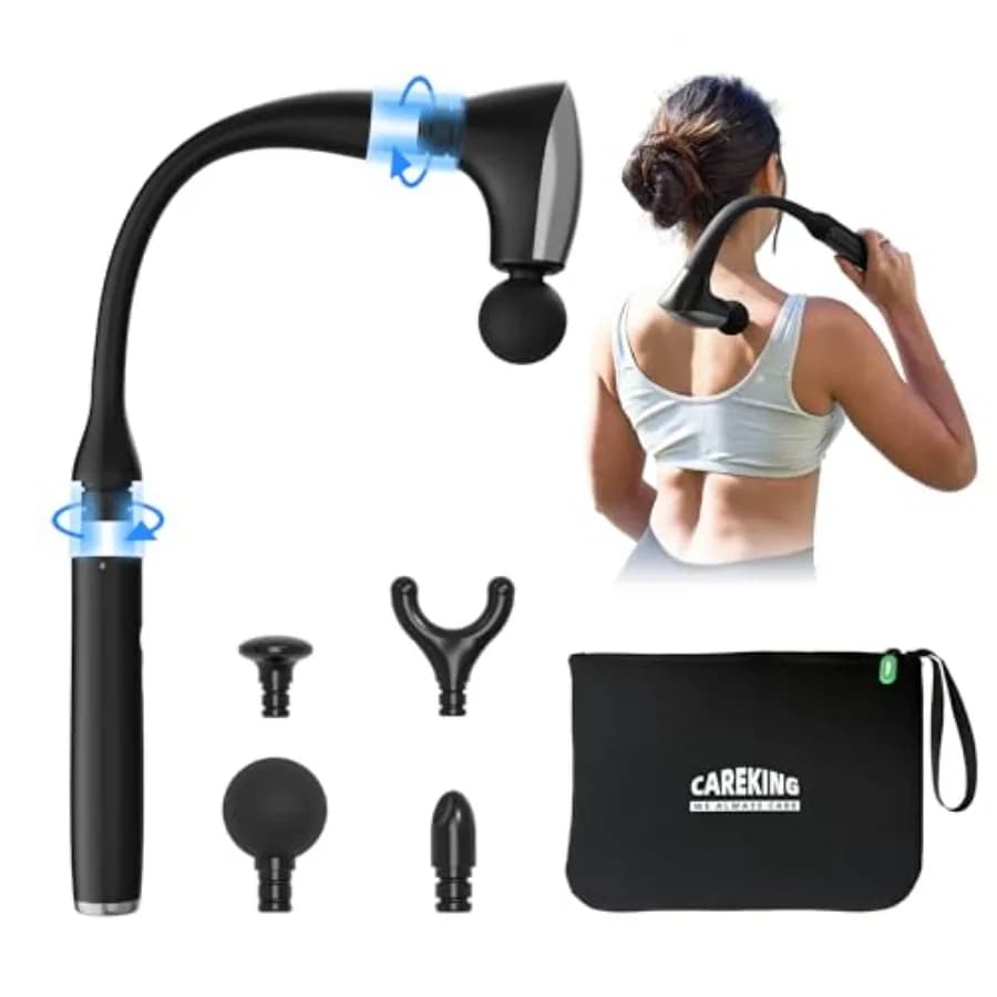 2-in-1 Muscular Massage Gun Stackable with 20''' Extension Handle for Back and neck, Portable Massage for Relieving Pain