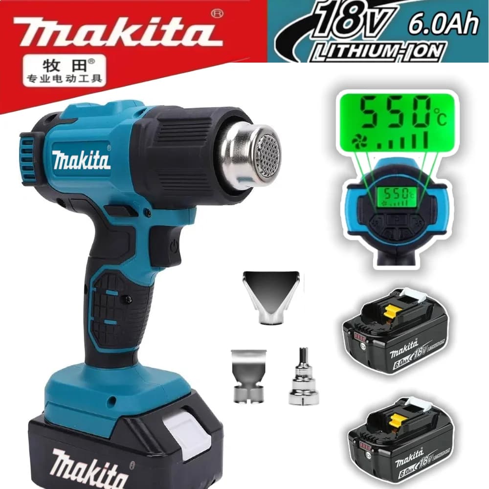 Nuovo Makita 550 ° Pistola ad aria calda portatile senza fili C con display a LED Pistola termica per saldatura con controllo della temperatura