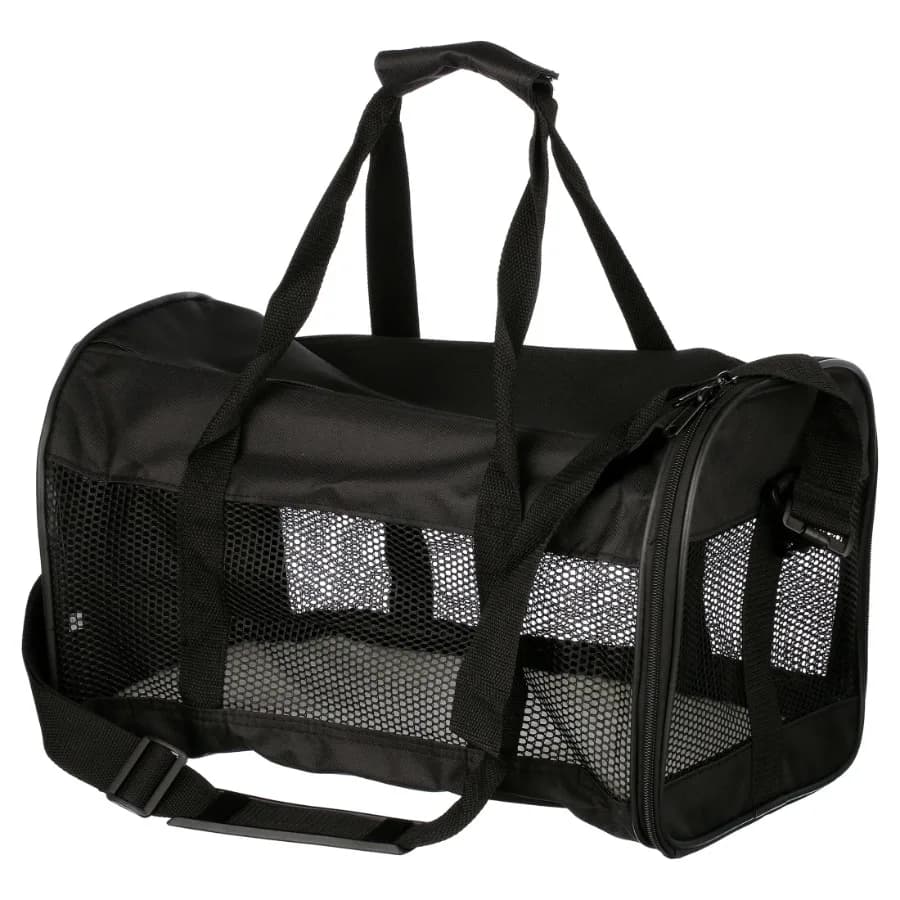 Soft Sided 2-Door Travel Dog Kennel Cab Pet Carrier for Dogs and Cats Small 17" for Pets Up To 10 lb Black