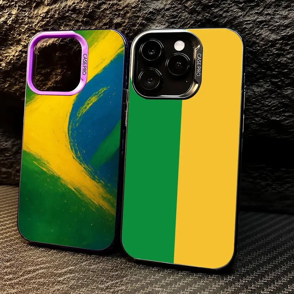 Sports Brazil Flag football Phone Case For iPhone 11/12/13/14/15/16/17 Pro Max Color Gradient TPU Case Shockproof Cover