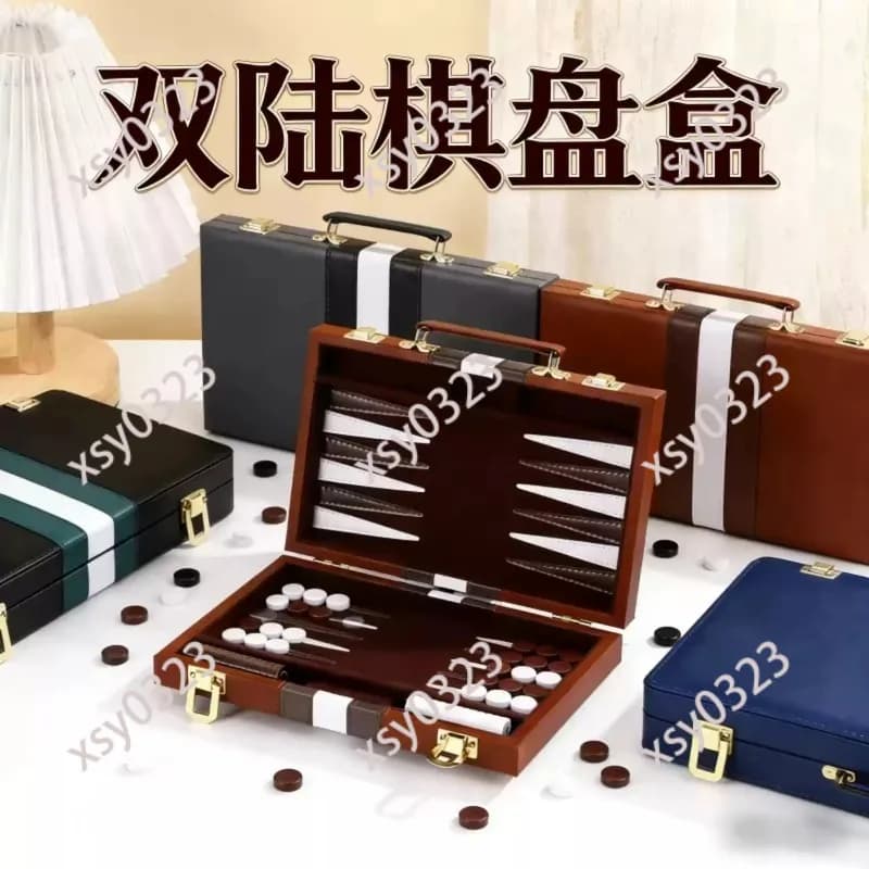 Set da Backgammon in Pelle Formato Viaggio, Gioco da Tavolo Classico Pieghevole e Portatile