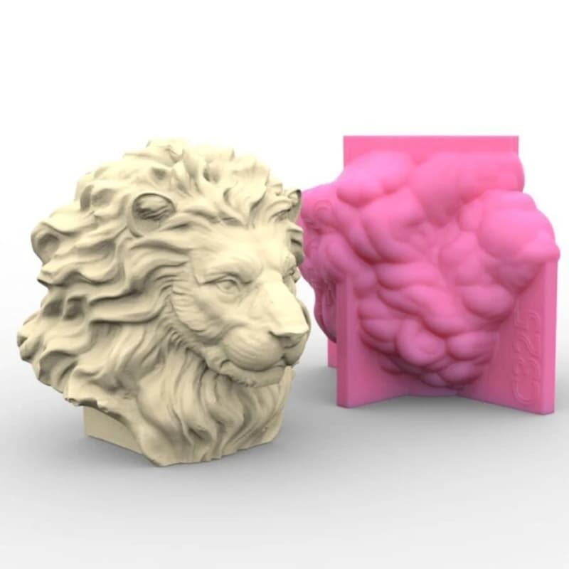 3D Lion Heads Candle stampo in Silicone per decorazioni da tavolo fatte a mano gesso resina epossidica Aroma candela stampo per decorazioni domestiche