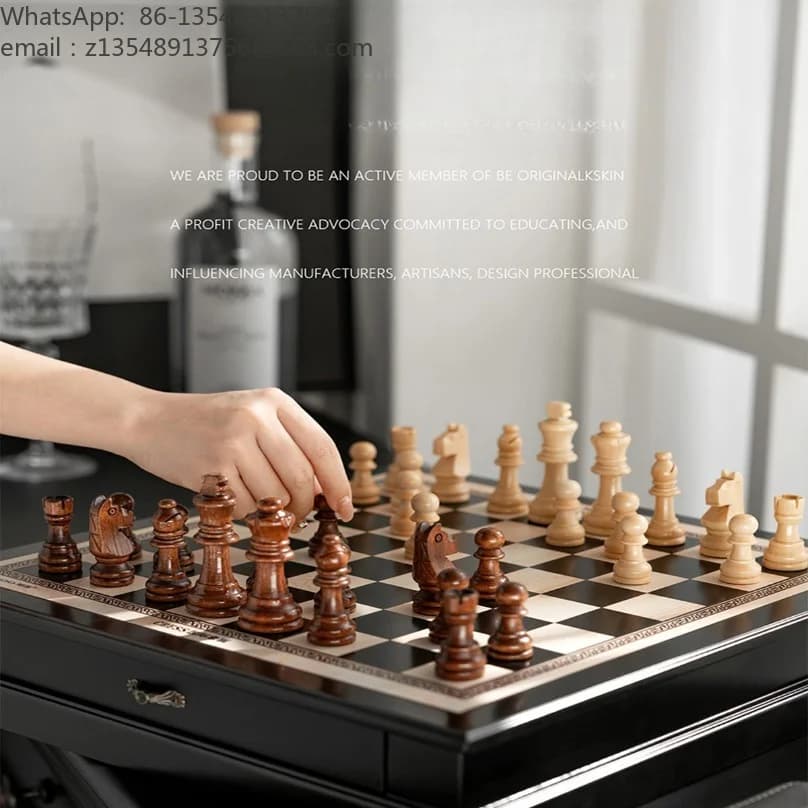 Wooden International Chess Set with Drawer Storage, Premium Tournament‑Grade Chess Board Game for Student Gift Collection