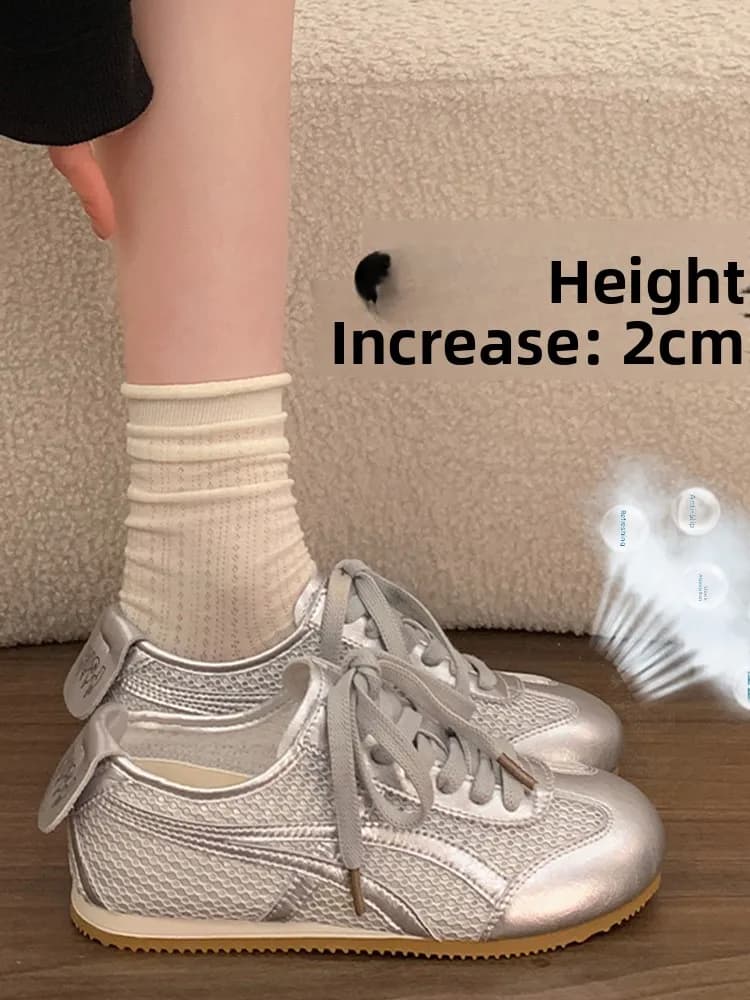 Women's Breathable Mesh Running Shoes Summer Hollow out Soft Flat Bottom Sports Casual Board Shoes Cross Buckle Korean Style
