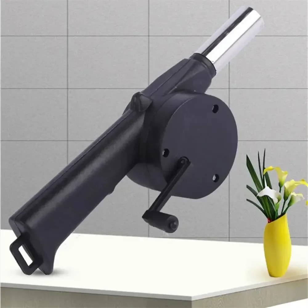 Ventilatore portatile per barbecue con manovella, mini ventilatore d'aria per grigliate all'aperto, picnic ed campeggio essenziali