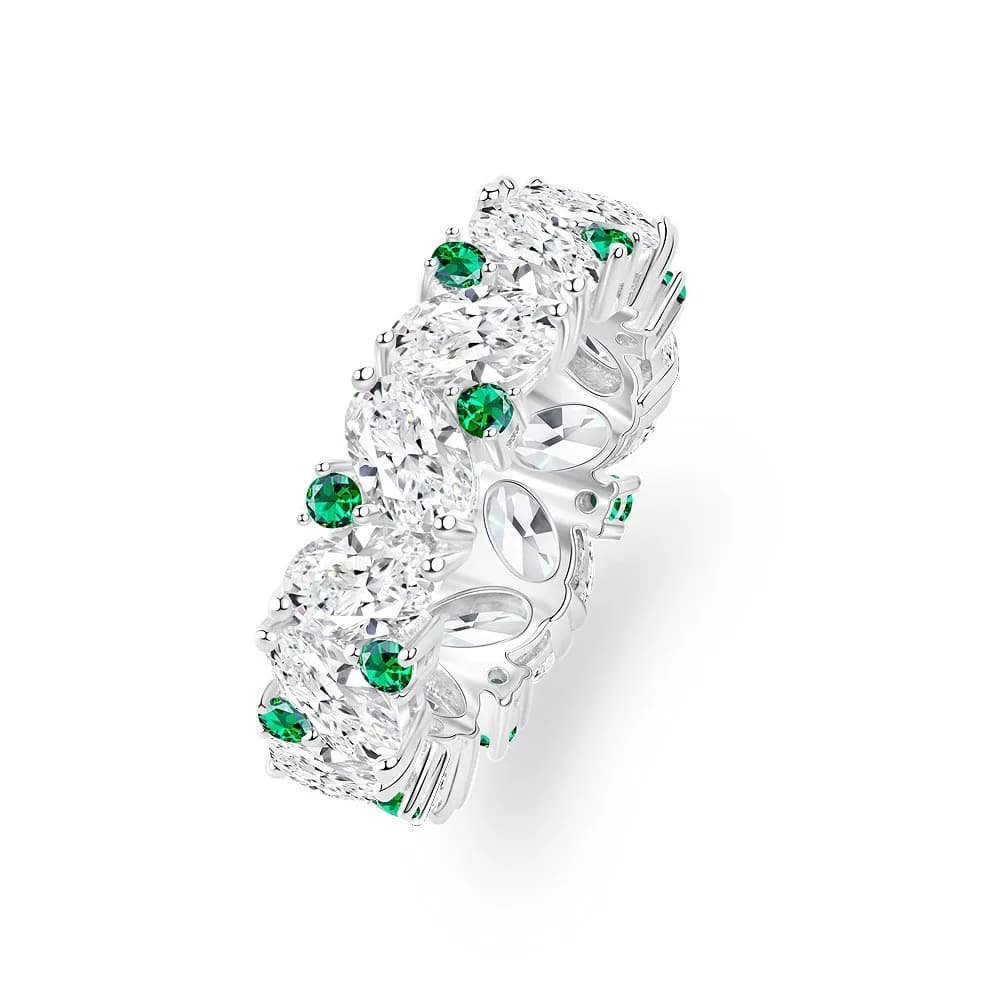 Nuovo Anello in Argento S925 a Forma di Uovo 4 * 6 con Diamanti Incastonati, Design di Lusso con Contrasto di Colori, Gioiello da Matrimonio