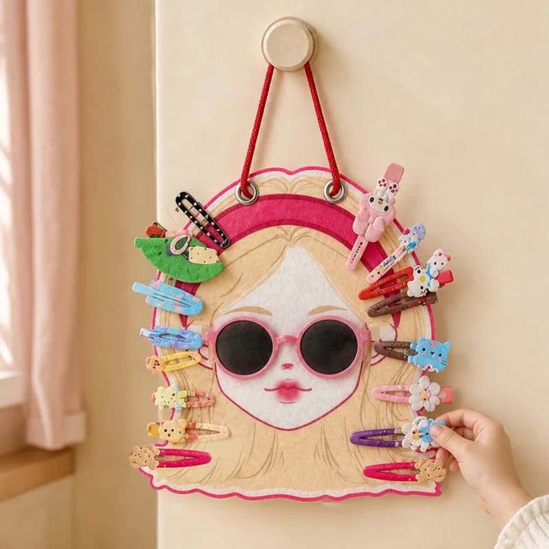 Girl Jewelry Storage Rack, Hair Accessories Storage Rack, Artifact, Wall-mounted Glasses, Hairpin Storage, Display Rack Behind