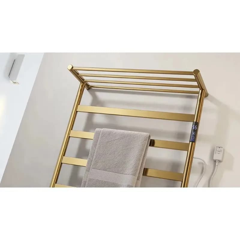 Porta asciugamani elettrico Porta asciugamani riscaldato in acciaio inossidabile spazzolato oro Stendino per asciugamani per bagno
