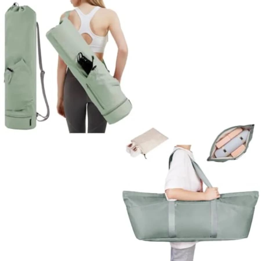 Borsa con coulisse per tappetino yoga e borsa tote per tappetino yoga con scomparto per scarpe e scomparto impermeabile