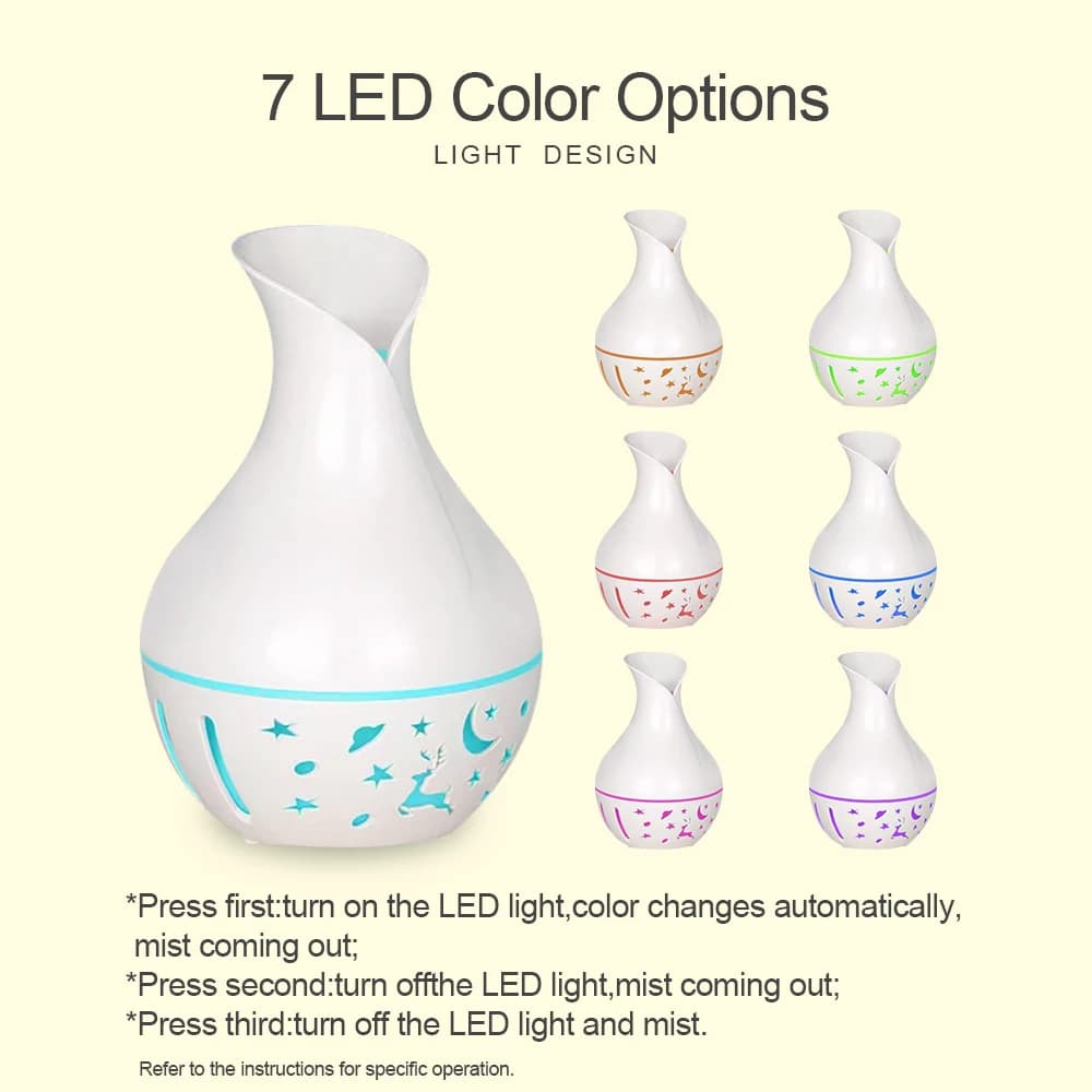 Mini diffusore ad ultrasuoni da 200 ml con luce LED, umidificatore per oli essenziali per aromaterapia, include 2 oli essenziali.