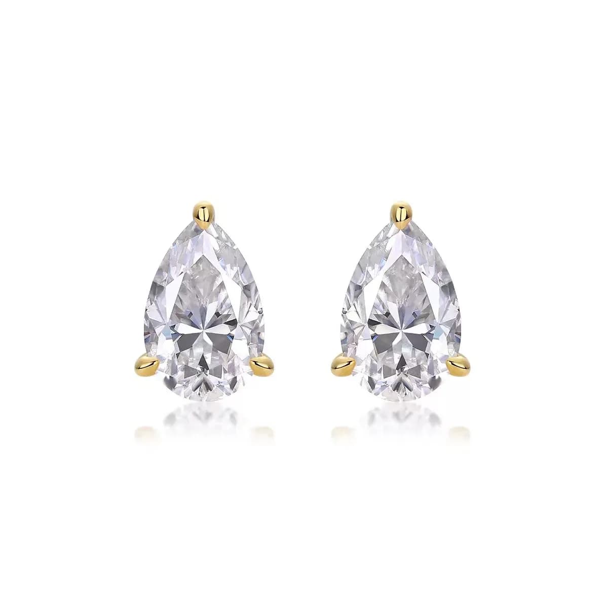 925 Silver Earrings with Real D Color Moissanite Earrings 1/2/4/6Carat Pear Shape Pear Cut Lab Diamond Stud Earring for Women