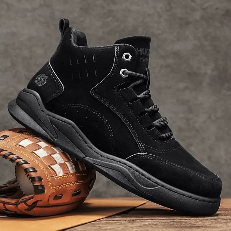 Men 2026 Spring New Vintage British Style Work Boots Thick Sole Height Increasing High Top Casual Sport Tactical Hiking Shoes
