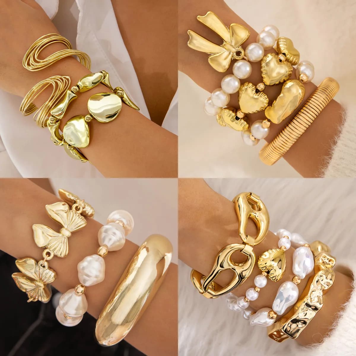 Song-singing jewelry, bracelets, multi-layer lines, geometric exaggerated opening bracelets, punk style CCB beaded bracelets