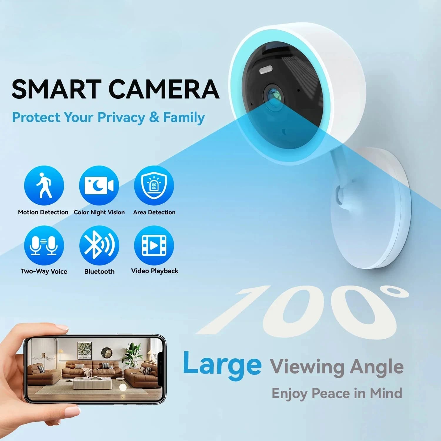 Telecamera Baby Monitor 5MP per Interni, Sicurezza Domestica con Allarme in Tempo Reale, Rilevamento Umano, Visione Notturna a Colori, Tracciamento Automatico, Smart Cam