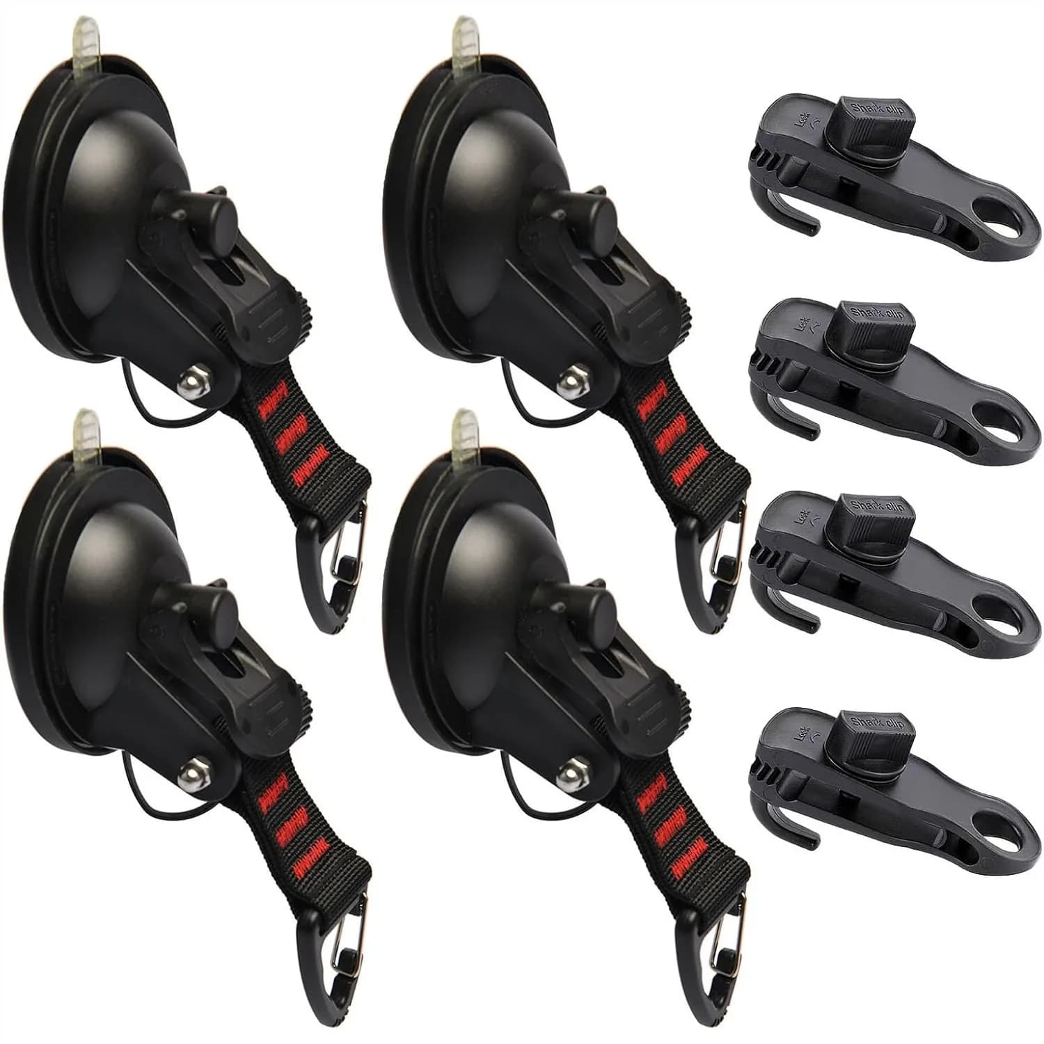 Ventose Resistenti con Ganci e Clip per Teli, per Campeggio, Camper, Barca, Tenda Laterale Auto, 8 Pezzi