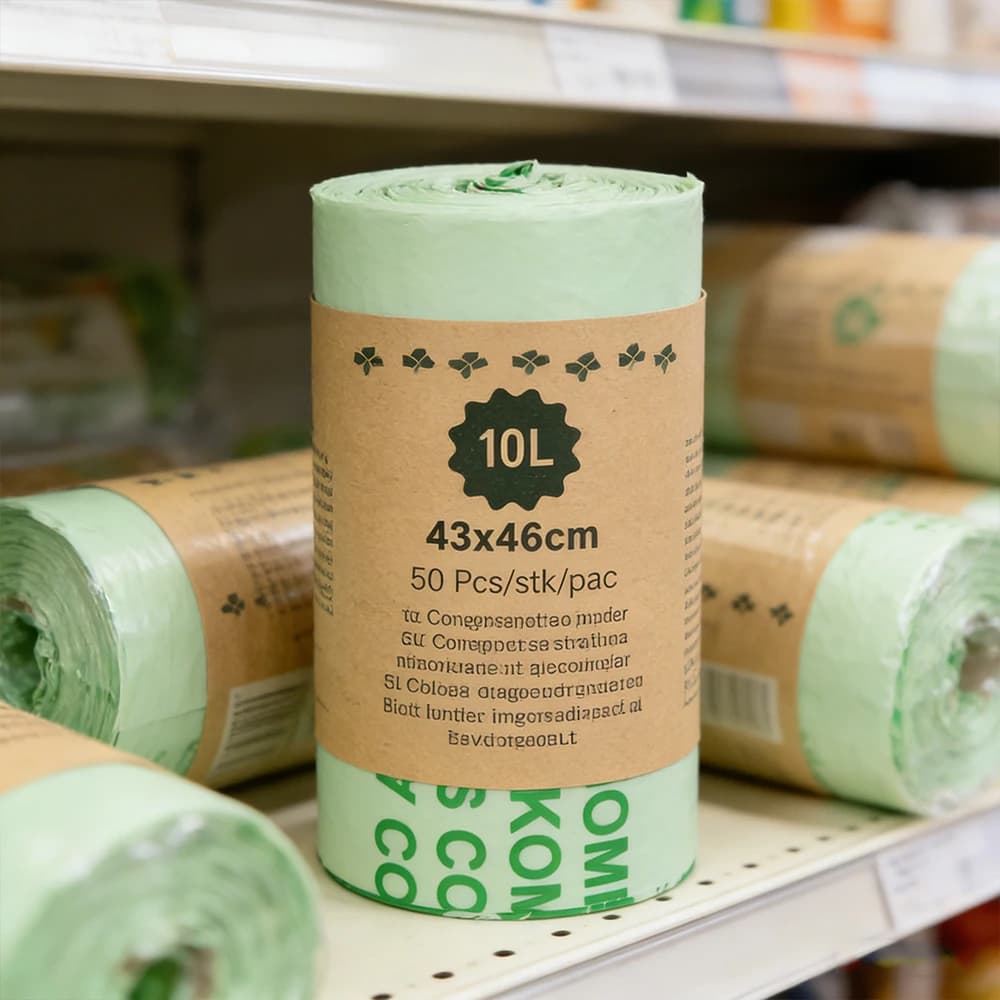 Pack of 25/50 Organic Compostable Plant-based Bin Liners Compostable Bin Liners Pack of Garbage Bag for the Kitchen/Office