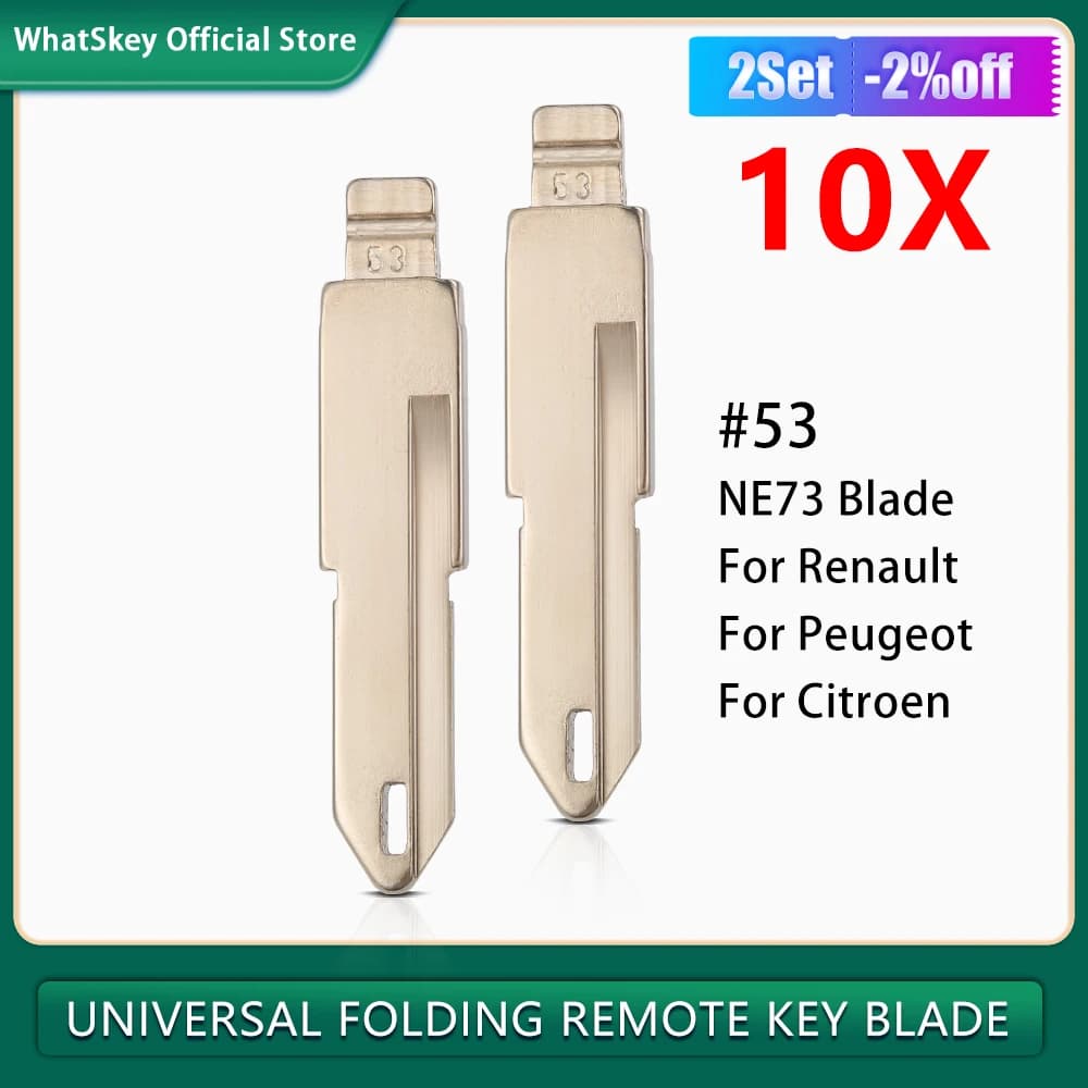 10Pcs/Lot Flip Uncut Car KD Key Blank LISHI NE73 Blade #53 For Renault For Peugeot 206 207 For Citroen C2 Replacement Blade