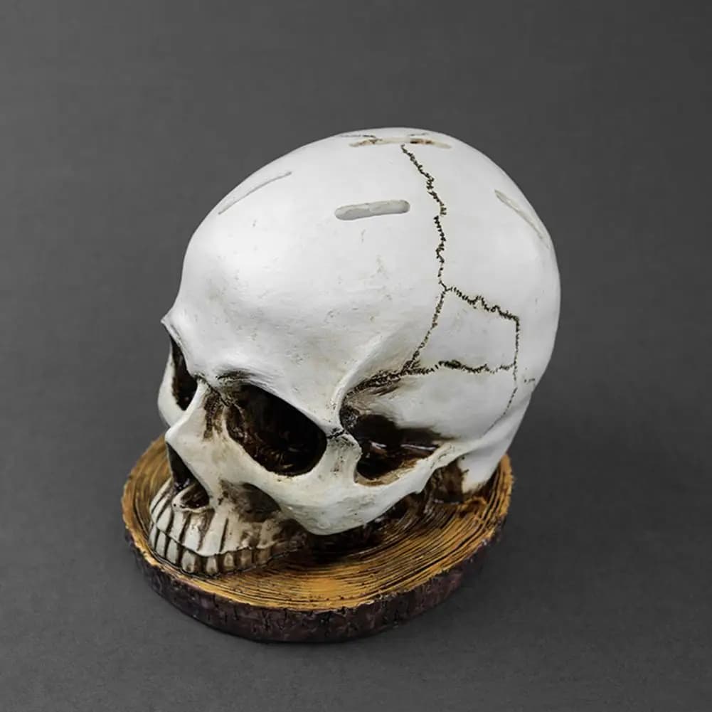 Halloween Knife Block Decorative Knife Holder Skull Knife Holder with 7 Slots Spooky Skeleton Head Cutter Rack Halloween Kitchen