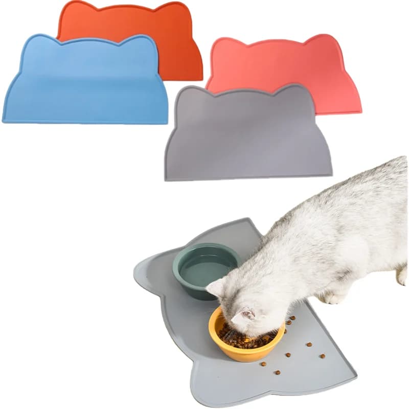Tappetino per alimentazione in silicone impermeabile - Impugnatura antiscivolo per interni/esterni e viaggi, tappetino per ciotola per cani e gatti pulito rapidamente