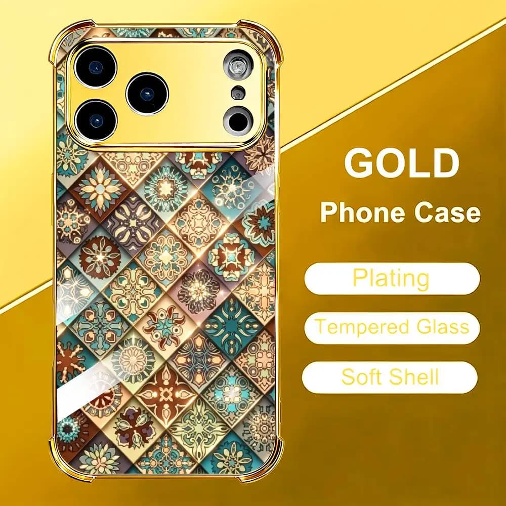 Elegant Ethnic Mandala phone case for carcasa iphone Glass TPU for iPhone 17、16、15、14、13、12、pm Pro Plus Super-strong protection