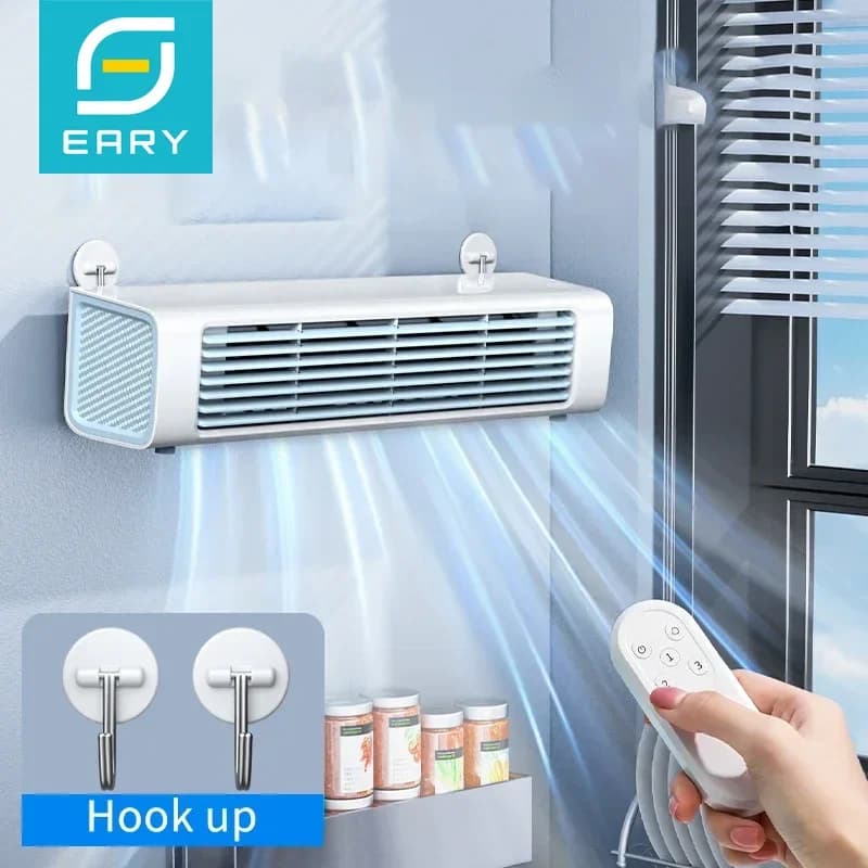 Eary Ventilatore a torre senza lama a parete con telecomando Flusso d'aria di raffreddamento forte estivo regolabile per ventola del condizionatore d'aria da scrivania
