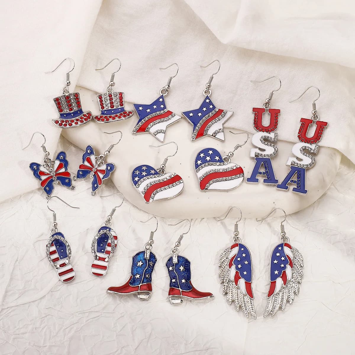 USA Flag Hat Wing Charms orecchini New Independence Day Rainbow Flag orecchino per le donne ragazze 4 luglio gioielli patriottici