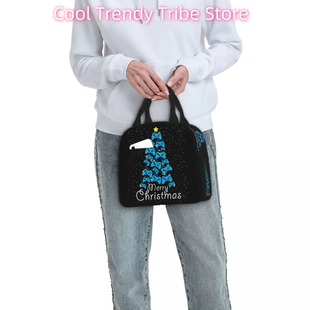 Christmas Video Game Controller Insulated Lunch Bags Thermal Bag Meal Container Large Tote Lunch Box Bento Pouch School Travel