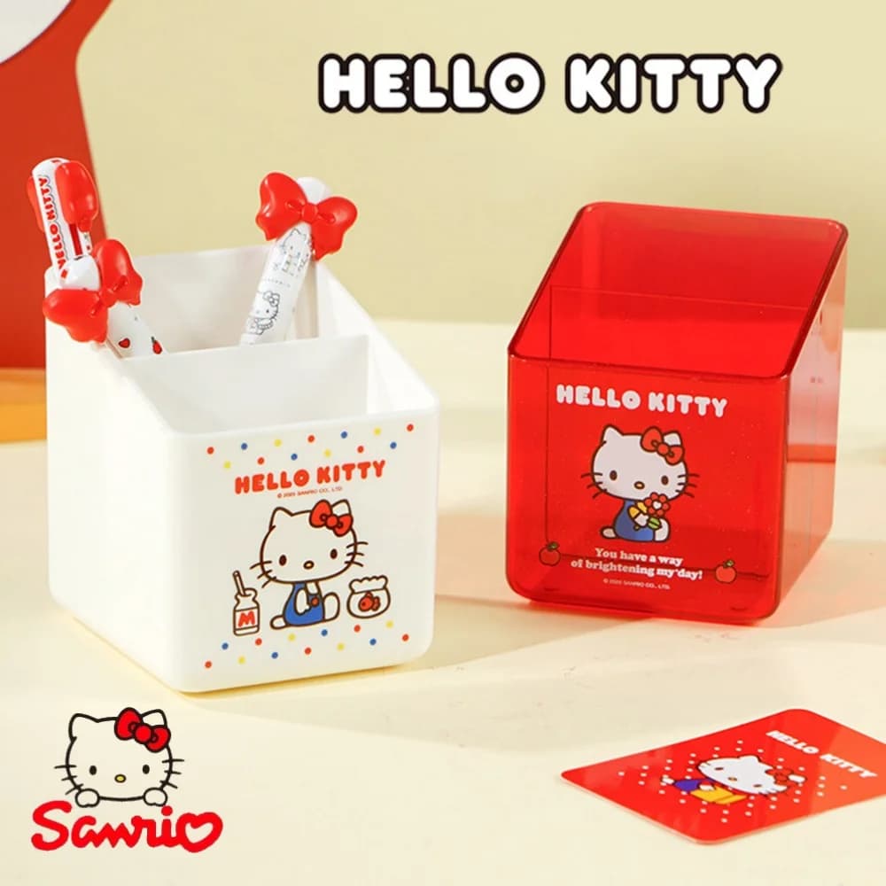 Autentico Portapenne Sanrio Hello Kitty, Scatola Portaoggetti da Scrivania a Forma di Gatto KT, Contenitore per Penne Gel e Cancelleria per Studenti