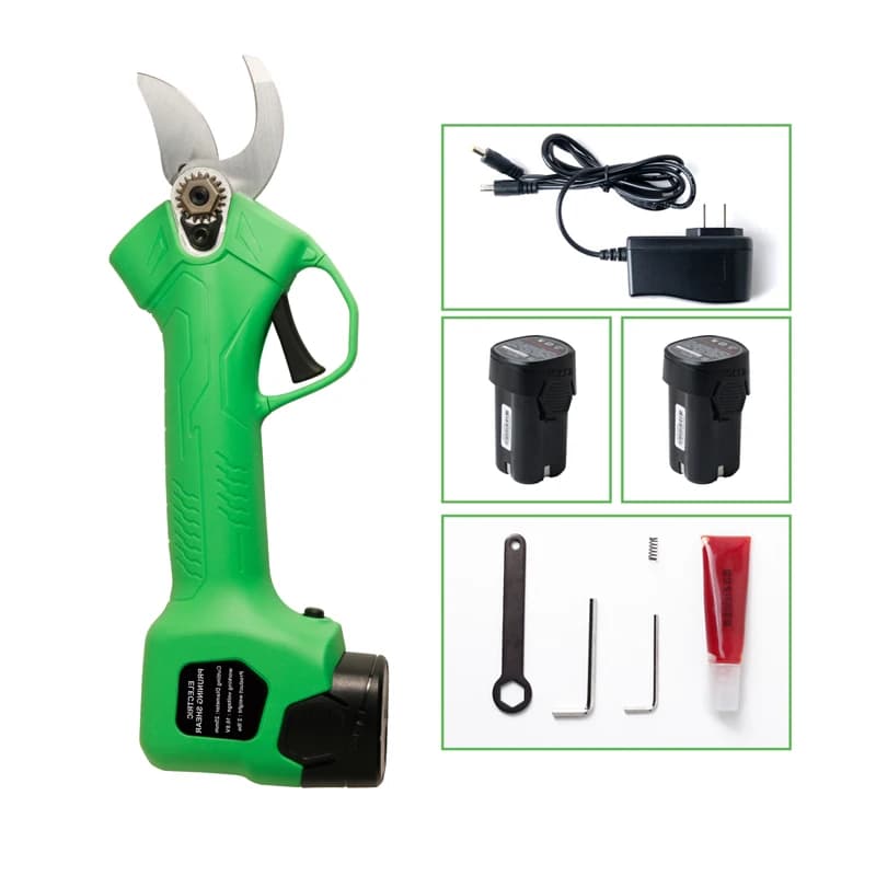 Professional High Carbon Steel Sk5 Wired Pruning Shears With Lithium Battery Garden Scissors With Rubber Roofing Handle