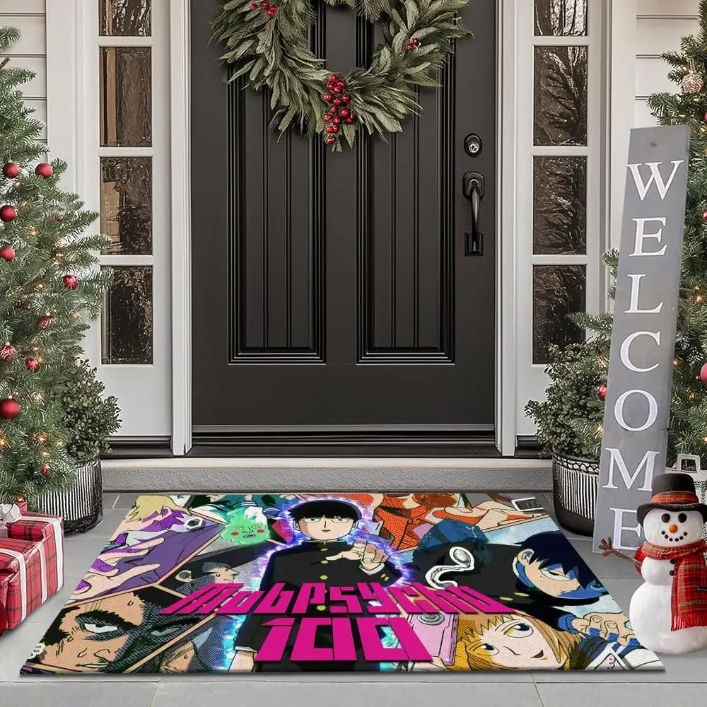 Anime M-Mob Psycho 100 Tappetino Tappeti di flanella Morbido inverno Calore Tappetino addensato antiscivolo per soggiorno Tappetino per porta di casa