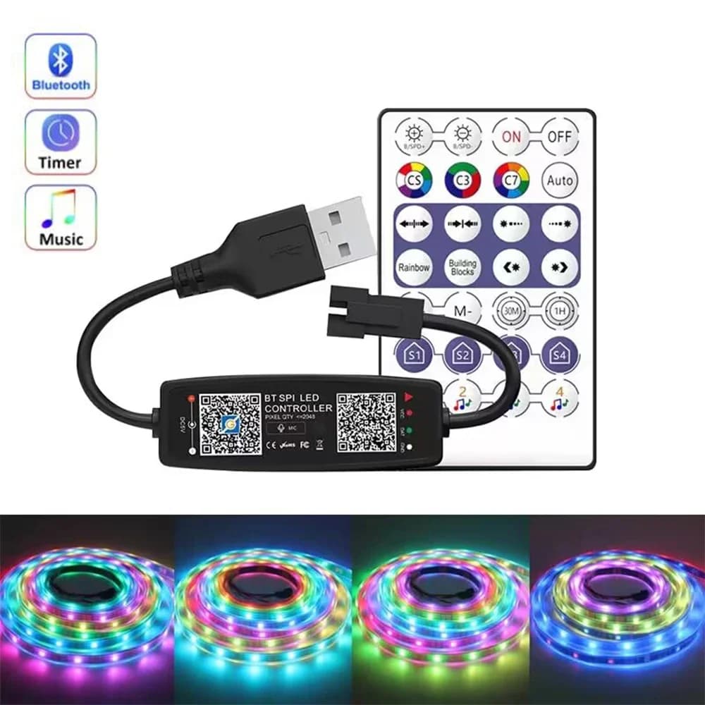 WS2812B Controller Bluetooth Musica per Pixel LED Strip Light SK6812 WS2811 WS2812 LED Light Strip USB 5V APP Telecomando
