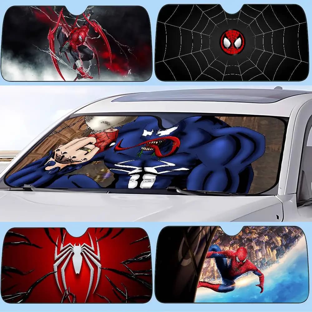 Spider Man Car Parasol Funny Sunscreen Folding UV Ray Visiera protection for front window
