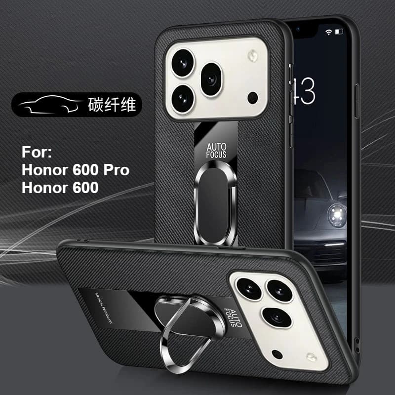 For Honor 600 600 Pro Case Premium Plain Leathe Vehicle magnet Ring Stand Large Hole Cove For Honor 600 Pro Anti-fall Funda