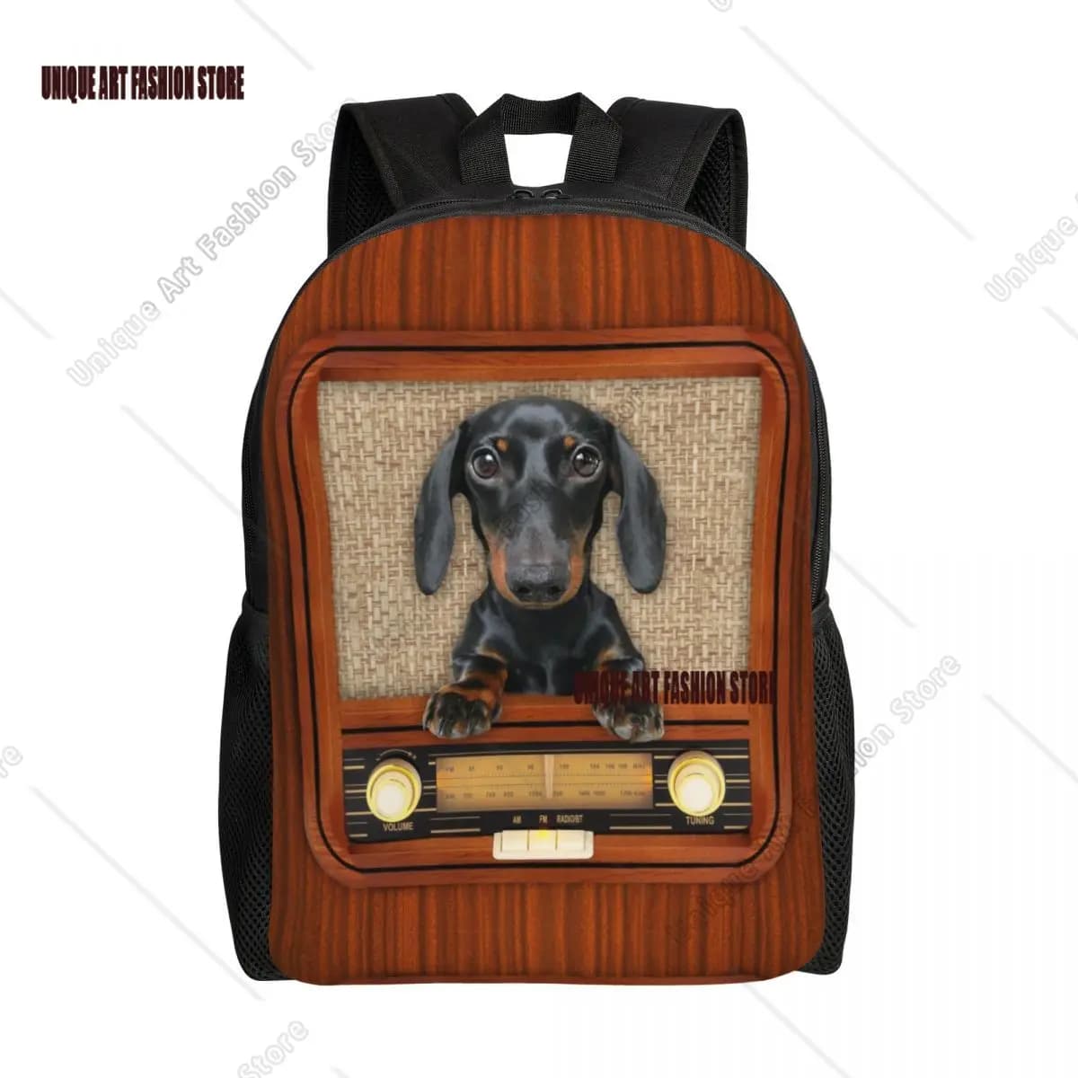 Zaino per cani bassotto sulla radio per uomini e donne Studenti delle scuole universitarie Bookbag adatto per borse per salsicce Wiener per laptop da 15 pollici