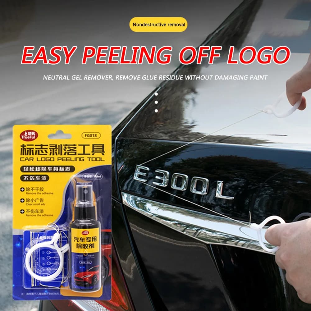 Kit di rimozione del Logo dell'auto strumento di rimozione delle scritte per auto universale raschietto per auto adesivo per lettere 60ml strumento di rimozione della decalcomania dell'emblema del distintivo
